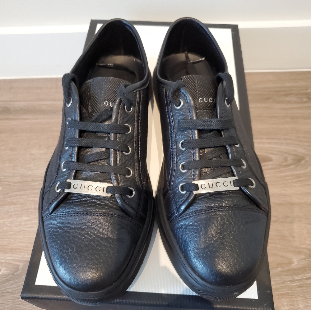 Gucci Pebbled Napa Lace-up Sneakers Size 6.5 312615 - Picture 1 of 7